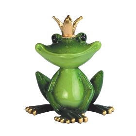 4"W King Frog Frog with Crown Funny Animal Figurine Home Decor Gift