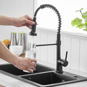 Commercial Black Kitchen Faucet with Pull Down Sprayer, Single Handle Single Lever Kitchen Sink Faucet
