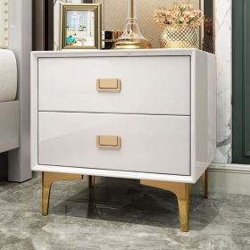 Modern 2-Drawer Nightstand with Gold Legs