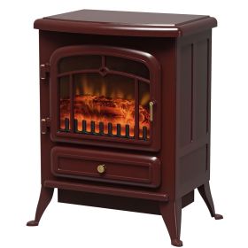 HOMCOM 22" Electric Fireplace Heater, Freestanding Fire Place Stove with Realistic LED Flames and Logs, and Overheating Protection, 725W/1450W, R