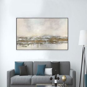 Hand Oil Pianting Large Abstract White Painting on Canvas Gold Leaf Artwork Neutral Wall Art Modern Textured Painting Contemporary Wall Art Hand (style: 01, size: 60x90cm)