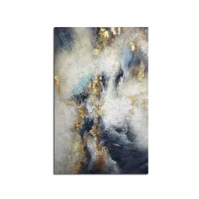 Handmade Top Selling Abstract Oil Painting Wall Art Modern Minimalist Blue Color Gold Foil Picture Canvas Home Decoration For Living Room No Fram (size: 150x220cm)
