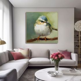 Hand Painted Oil Painting Original Bird Oil Painting Bird Texture Oil Painting Bird Abstract Art Animal Oil Painting Sweet Small Kingfisher Bird (style: 01, size: 70x70cm)