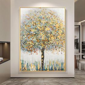 Hand Painted Oil Painting Original Gold Texture Tree Oil Painting on Canvas Large Wall Art Abstract Minimalist Art Custom Painting Modern Living (style: 01, size: 60x90cm)