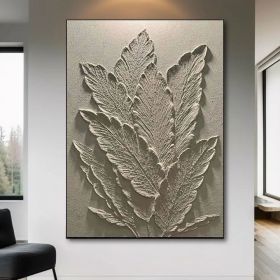 Original White Banana Leaf Texture Painting White 3D Texture Art Minimalist Canvas Art Contemporary White Abstract Botanical Wall Home Decor (style: 01, size: 100x150cm)