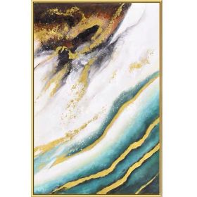 100% Handmade Abstract Oil Painting Wall Art Modern Minimalist Marble Texture Picture Canvas Home Decor For Living No Frame (size: 75x150cm)