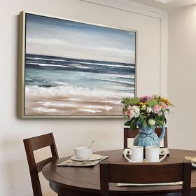 Large Original Blue Ocean Seascape Oil Painting Beach Canvas Painting Sea Abstract Painting Contemporary Seascape Wall Art for Living room (style: 01, size: 90x130cm)