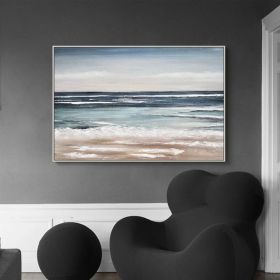 Large Original Blue Ocean Seascape Oil Painting Beach Canvas Painting Sea Abstract Painting Contemporary Seascape Wall Art for Living room (style: 01, size: 120x160cm)