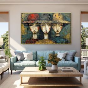 Original Little Girls Oil Painting on Canvas Large Wall Art Abstract Figure Painting Texture Wall Art Modern Wall Decor for Living Room (style: 01, size: 90x130cm)