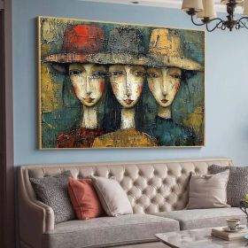 Original Little Girls Oil Painting on Canvas Large Wall Art Abstract Figure Painting Texture Wall Art Modern Wall Decor for Living Room (style: 01, size: 60x90cm)