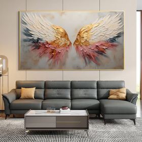 Original Angel Wing Oil Painting On Canvas Large Wall Art Abstract Gold Wing Art Custom Painting Minimalist Home Decor Personalized Gift (style: 01, size: 120x240cm)