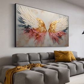Original Angel Wing Oil Painting On Canvas Large Wall Art Abstract Gold Wing Art Custom Painting Minimalist Home Decor Personalized Gift (style: 01, size: 140x280cm)
