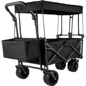 VEVOR Extra Large Collapsible Garden Cart with Removable Canopy, Folding Wagon Utility Carts with Wheels and Rear Storage, Wagon Cart for Garden (default: Default)
