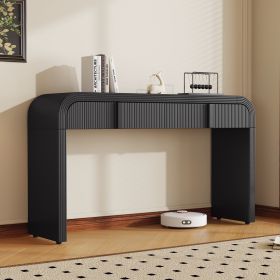 Unique Modern Rounded Silhouette and Smooth Surface Console Table with 2 Drawers for Living Room and Entryway (Color: Black, Material: MDF)