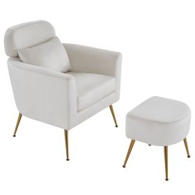 Half Disassembled Single Chair With Gold Feet And Pedals Flannelette Indoor Leisure Chair (Color: beige)