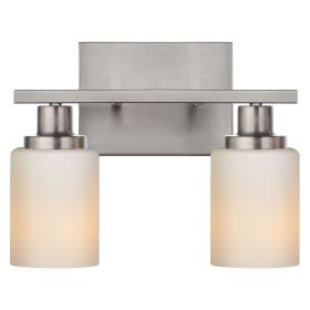 Bathroom Light Fixtures Brushed Brass 6-Light Bathroom Vanity Light, Modern Bathroom Lights Over Mirror with Milky White Glass Shade (Color: Brushed Nickel, Numbers of Light: 2-Light)