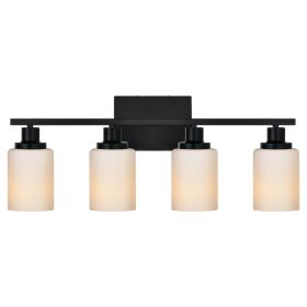 Bathroom Light Fixtures Brushed Brass 6-Light Bathroom Vanity Light, Modern Bathroom Lights Over Mirror with Milky White Glass Shade (Color: Black, Numbers of Light: 4-Light)